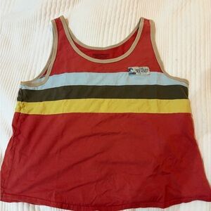 Patagonia Red Striped Tank Top with Yellow, Blue, Olive and Tan Trim